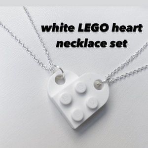 White Lego Heart Necklace Set For 